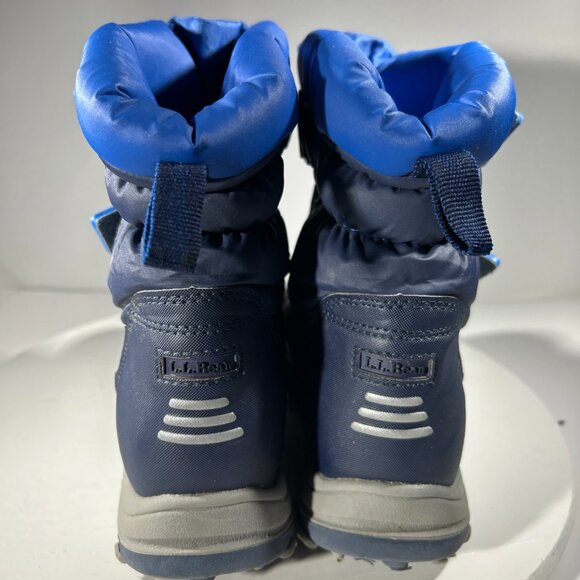 LL Bean Kids Boots Size 1 Rain Snow Winter Waterproof Warm Blue Duck Tread Calf - Picture 5 of 11